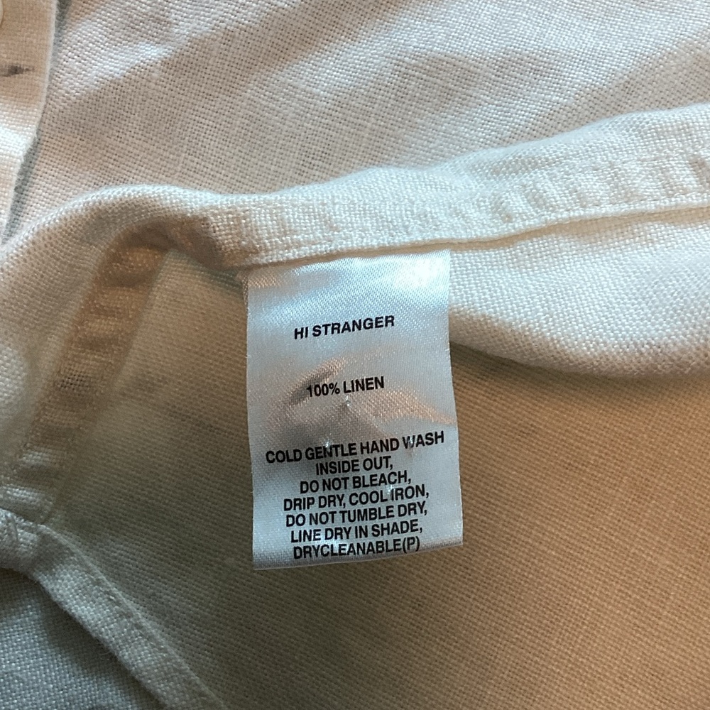 I Love Ugly Men's White Patterned Linen Shirt L - Picture 6 of 7